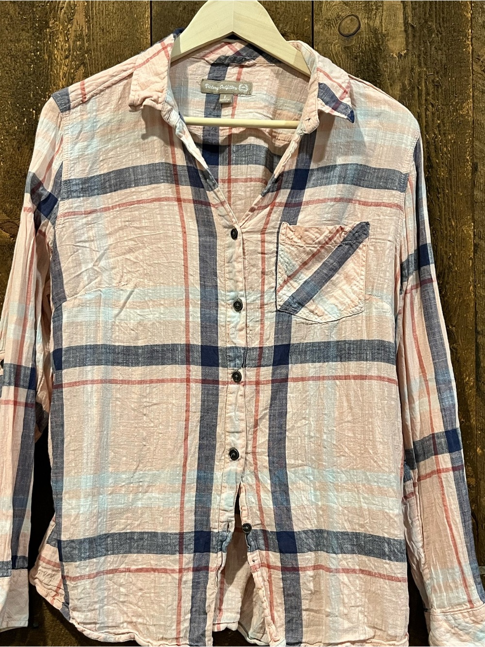 Women's Plaid Button-Down Shirt - Pink & Blue